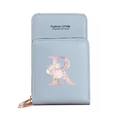 Naiste kott Pu Nahast rahakotid Puuteekraaniga Mobiiltelefoni Pakend Naistele Uus Crossbody kotid Roosa lilleline kiri Mobiiltelefoni rahakott