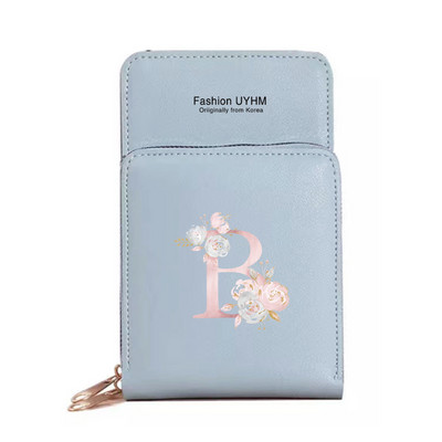 Naiste kott Pu Nahast rahakotid Puuteekraaniga Mobiiltelefoni Pakend Naistele Uus Crossbody kotid Roosa lilleline kiri Mobiiltelefoni rahakott