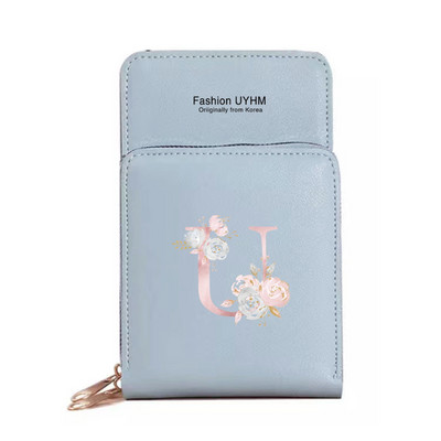 Naiste kott Pu Nahast rahakotid Puuteekraaniga Mobiiltelefoni Pakend Naistele Uus Crossbody kotid Roosa lilleline kiri Mobiiltelefoni rahakott