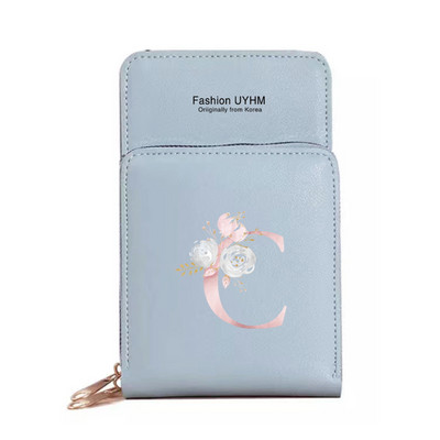 Naiste kott Pu Nahast rahakotid Puuteekraaniga Mobiiltelefoni Pakend Naistele Uus Crossbody kotid Roosa lilleline kiri Mobiiltelefoni rahakott