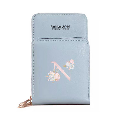 Naiste kott Pu Nahast rahakotid Puuteekraaniga Mobiiltelefoni Pakend Naistele Uus Crossbody kotid Roosa lilleline kiri Mobiiltelefoni rahakott