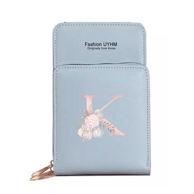 Naiste kott Pu Nahast rahakotid Puuteekraaniga Mobiiltelefoni Pakend Naistele Uus Crossbody kotid Roosa lilleline kiri Mobiiltelefoni rahakott