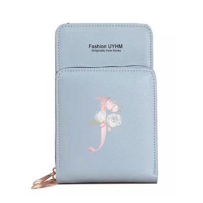 Naiste kott Pu Nahast rahakotid Puuteekraaniga Mobiiltelefoni Pakend Naistele Uus Crossbody kotid Roosa lilleline kiri Mobiiltelefoni rahakott