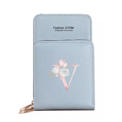 Naiste kott Pu Nahast rahakotid Puuteekraaniga Mobiiltelefoni Pakend Naistele Uus Crossbody kotid Roosa lilleline kiri Mobiiltelefoni rahakott