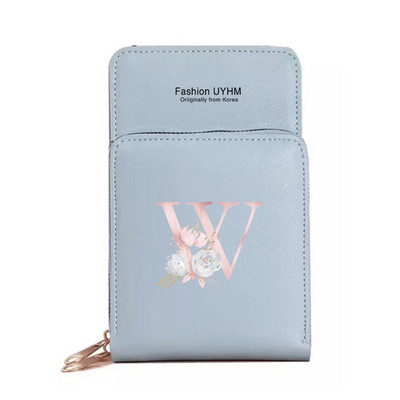 Naiste kott Pu Nahast rahakotid Puuteekraaniga Mobiiltelefoni Pakend Naistele Uus Crossbody kotid Roosa lilleline kiri Mobiiltelefoni rahakott