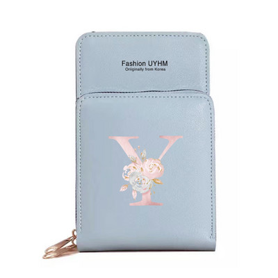 Naiste kott Pu Nahast rahakotid Puuteekraaniga Mobiiltelefoni Pakend Naistele Uus Crossbody kotid Roosa lilleline kiri Mobiiltelefoni rahakott