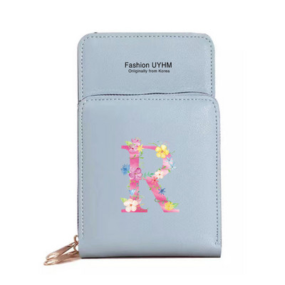 За дамска чанта Портфейли от изкуствена кожа Сензорен екран Пакет за мобилни телефони Чанти за рамо Дамски портфейл Розово портмоне за мобилен телефон с печат на букви