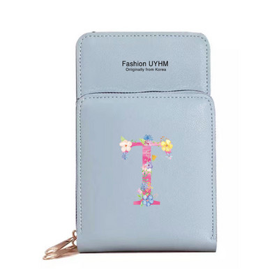 За дамска чанта Портфейли от изкуствена кожа Сензорен екран Пакет за мобилни телефони Чанти за рамо Дамски портфейл Розово портмоне за мобилен телефон с печат на букви