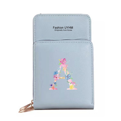 За дамска чанта Портфейли от изкуствена кожа Сензорен екран Пакет за мобилни телефони Чанти за рамо Дамски портфейл Розово портмоне за мобилен телефон с печат на букви