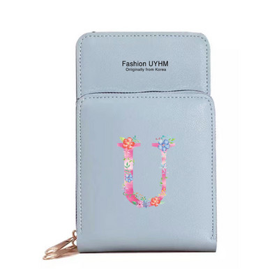 За дамска чанта Портфейли от изкуствена кожа Сензорен екран Пакет за мобилни телефони Чанти за рамо Дамски портфейл Розово портмоне за мобилен телефон с печат на букви