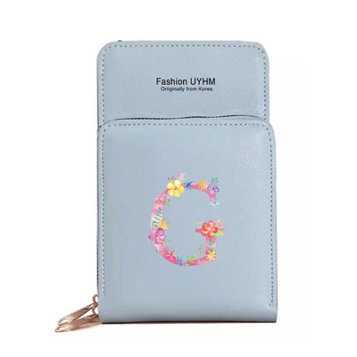 За дамска чанта Портфейли от изкуствена кожа Сензорен екран Пакет за мобилни телефони Чанти за рамо Дамски портфейл Розово портмоне за мобилен телефон с печат на букви