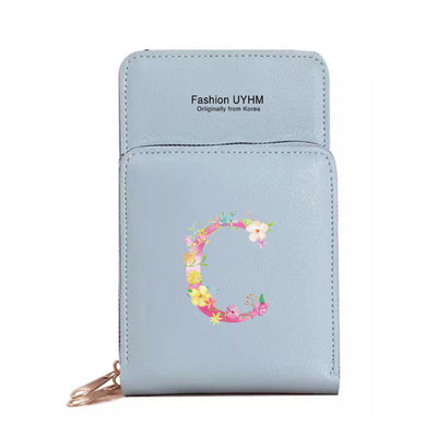 За дамска чанта Портфейли от изкуствена кожа Сензорен екран Пакет за мобилни телефони Чанти за рамо Дамски портфейл Розово портмоне за мобилен телефон с печат на букви