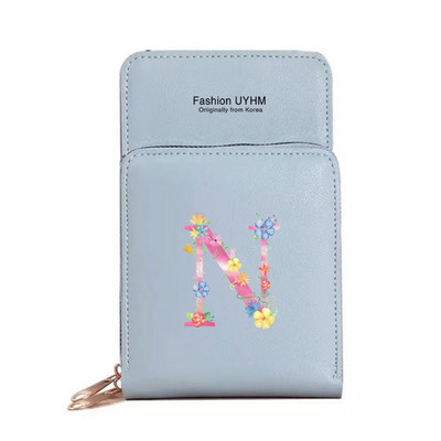 За дамска чанта Портфейли от изкуствена кожа Сензорен екран Пакет за мобилни телефони Чанти за рамо Дамски портфейл Розово портмоне за мобилен телефон с печат на букви