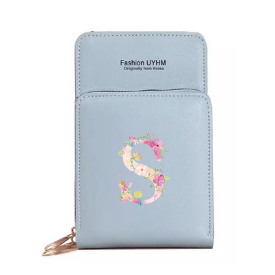 За дамска чанта Портфейли от изкуствена кожа Сензорен екран Пакет за мобилни телефони Чанти за рамо Дамски портфейл Розово портмоне за мобилен телефон с печат на букви