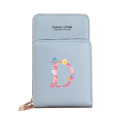 За дамска чанта Портфейли от изкуствена кожа Сензорен екран Пакет за мобилни телефони Чанти за рамо Дамски портфейл Розово портмоне за мобилен телефон с печат на букви