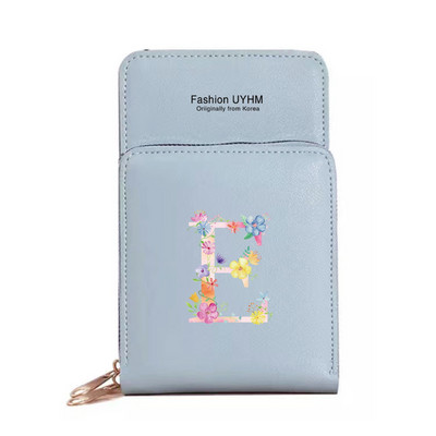 За дамска чанта Портфейли от изкуствена кожа Сензорен екран Пакет за мобилни телефони Чанти за рамо Дамски портфейл Розово портмоне за мобилен телефон с печат на букви