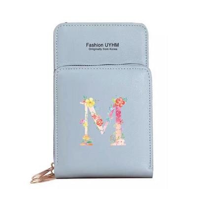 За дамска чанта Портфейли от изкуствена кожа Сензорен екран Пакет за мобилни телефони Чанти за рамо Дамски портфейл Розово портмоне за мобилен телефон с печат на букви