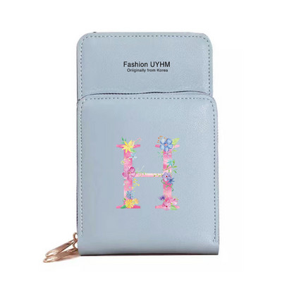 За дамска чанта Портфейли от изкуствена кожа Сензорен екран Пакет за мобилни телефони Чанти за рамо Дамски портфейл Розово портмоне за мобилен телефон с печат на букви