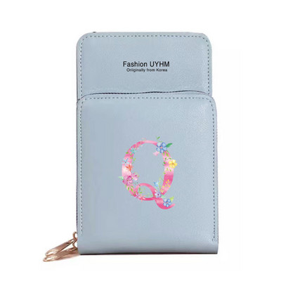 За дамска чанта Портфейли от изкуствена кожа Сензорен екран Пакет за мобилни телефони Чанти за рамо Дамски портфейл Розово портмоне за мобилен телефон с печат на букви