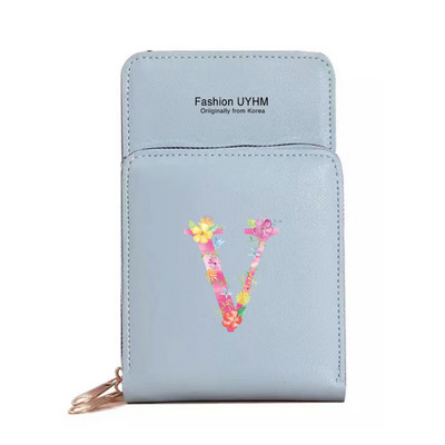 За дамска чанта Портфейли от изкуствена кожа Сензорен екран Пакет за мобилни телефони Чанти за рамо Дамски портфейл Розово портмоне за мобилен телефон с печат на букви