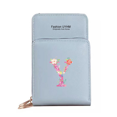 За дамска чанта Портфейли от изкуствена кожа Сензорен екран Пакет за мобилни телефони Чанти за рамо Дамски портфейл Розово портмоне за мобилен телефон с печат на букви