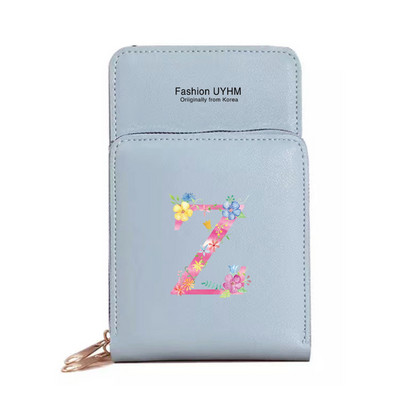 За дамска чанта Портфейли от изкуствена кожа Сензорен екран Пакет за мобилни телефони Чанти за рамо Дамски портфейл Розово портмоне за мобилен телефон с печат на букви