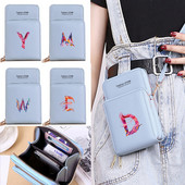 Дамска чанта през рамо, портфейли от изкуствена кожа, пакет с карти, сензорен екран, чанти за мобилни телефони, дамска чанта за мобилен телефон, боя, чанта за пари с 26 букви
