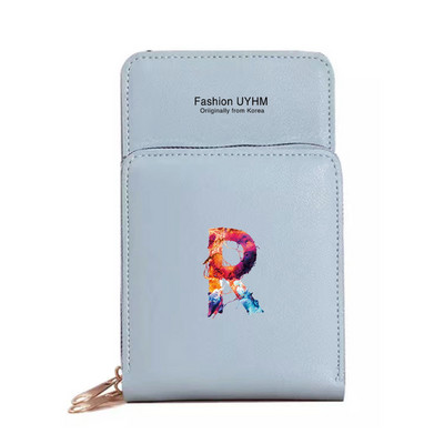 Дамска чанта през рамо, портфейли от изкуствена кожа, пакет с карти, сензорен екран, чанти за мобилни телефони, дамска чанта за мобилен телефон, боя, чанта за пари с 26 букви