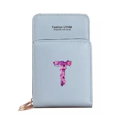 Дамска чанта през рамо, портфейли от изкуствена кожа, пакет с карти, сензорен екран, чанти за мобилни телефони, дамска чанта за мобилен телефон, боя, чанта за пари с 26 букви