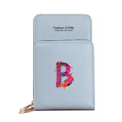 Дамска чанта през рамо, портфейли от изкуствена кожа, пакет с карти, сензорен екран, чанти за мобилни телефони, дамска чанта за мобилен телефон, боя, чанта за пари с 26 букви