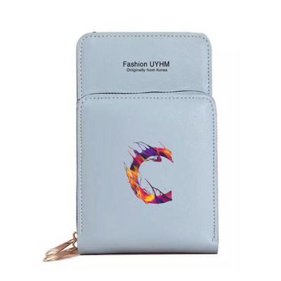 Дамска чанта през рамо, портфейли от изкуствена кожа, пакет с карти, сензорен екран, чанти за мобилни телефони, дамска чанта за мобилен телефон, боя, чанта за пари с 26 букви