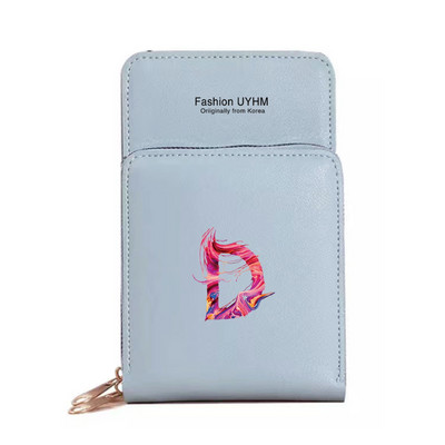 Дамска чанта през рамо, портфейли от изкуствена кожа, пакет с карти, сензорен екран, чанти за мобилни телефони, дамска чанта за мобилен телефон, боя, чанта за пари с 26 букви