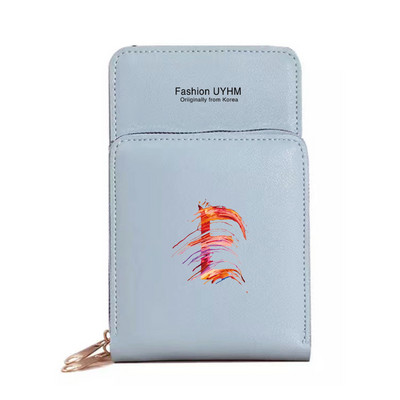 Дамска чанта през рамо, портфейли от изкуствена кожа, пакет с карти, сензорен екран, чанти за мобилни телефони, дамска чанта за мобилен телефон, боя, чанта за пари с 26 букви