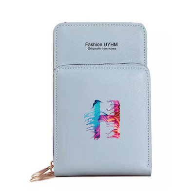 Дамска чанта през рамо, портфейли от изкуствена кожа, пакет с карти, сензорен екран, чанти за мобилни телефони, дамска чанта за мобилен телефон, боя, чанта за пари с 26 букви