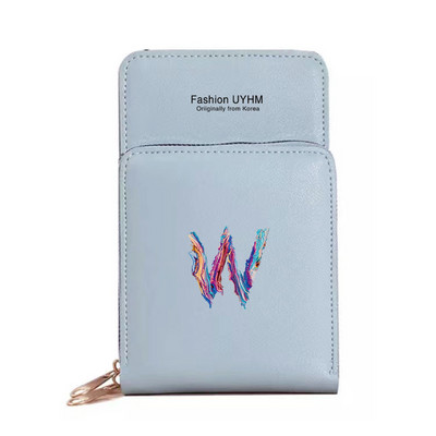 Дамска чанта през рамо, портфейли от изкуствена кожа, пакет с карти, сензорен екран, чанти за мобилни телефони, дамска чанта за мобилен телефон, боя, чанта за пари с 26 букви