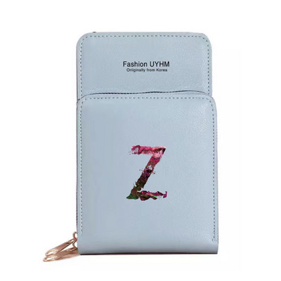 Дамска чанта през рамо, портфейли от изкуствена кожа, пакет с карти, сензорен екран, чанти за мобилни телефони, дамска чанта за мобилен телефон, боя, чанта за пари с 26 букви