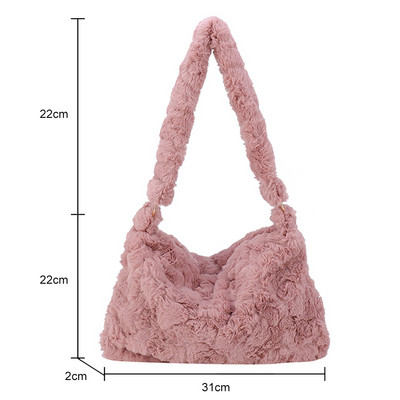 Naiste plüüsist õlakotid kohev soe sügistalvine kandekott Moodne Retro pealiskäepidemega kott Tõmblukk Väike reisikott naistele tüdrukutele
