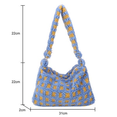 Naiste plüüsist õlakotid kohev soe sügistalvine kandekott Moodne Retro pealiskäepidemega kott Tõmblukk Väike reisikott naistele tüdrukutele