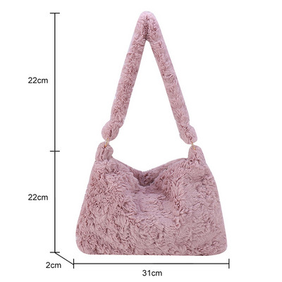 Naiste plüüsist õlakotid kohev soe sügistalvine kandekott Moodne Retro pealiskäepidemega kott Tõmblukk Väike reisikott naistele tüdrukutele