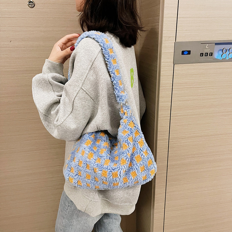 Naiste plüüsist õlakotid kohev soe sügistalvine kandekott Moodne Retro pealiskäepidemega kott Tõmblukk Väike reisikott naistele tüdrukutele