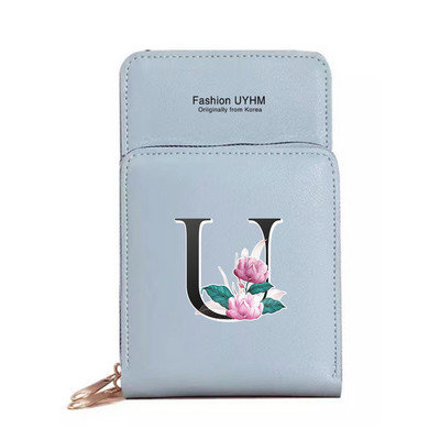 Pu Δερμάτινες τσάντες κινητού τηλεφώνου Γυναικεία πορτοφόλια Οθόνη αφής Πακέτο κινητού τηλεφώνου Whitemarble Πορτοφόλι εκτύπωσης 26 γραμμάτων Γυναικεία τσάντα ώμου