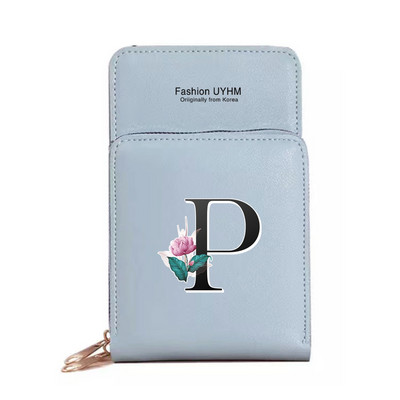 Pu Δερμάτινες τσάντες κινητού τηλεφώνου Γυναικεία πορτοφόλια Οθόνη αφής Πακέτο κινητού τηλεφώνου Whitemarble Πορτοφόλι εκτύπωσης 26 γραμμάτων Γυναικεία τσάντα ώμου