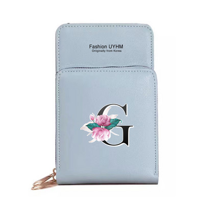 Pu Δερμάτινες τσάντες κινητού τηλεφώνου Γυναικεία πορτοφόλια Οθόνη αφής Πακέτο κινητού τηλεφώνου Whitemarble Πορτοφόλι εκτύπωσης 26 γραμμάτων Γυναικεία τσάντα ώμου