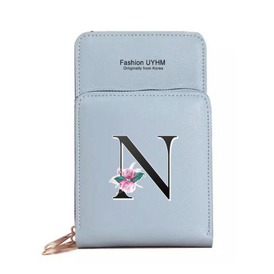 Pu Δερμάτινες τσάντες κινητού τηλεφώνου Γυναικεία πορτοφόλια Οθόνη αφής Πακέτο κινητού τηλεφώνου Whitemarble Πορτοφόλι εκτύπωσης 26 γραμμάτων Γυναικεία τσάντα ώμου