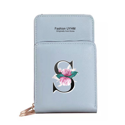 Pu Δερμάτινες τσάντες κινητού τηλεφώνου Γυναικεία πορτοφόλια Οθόνη αφής Πακέτο κινητού τηλεφώνου Whitemarble Πορτοφόλι εκτύπωσης 26 γραμμάτων Γυναικεία τσάντα ώμου