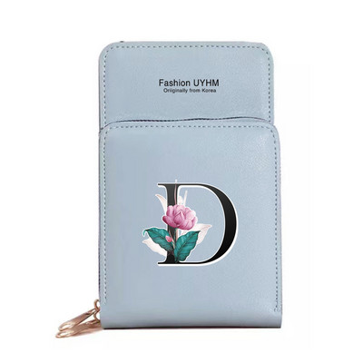 Pu Δερμάτινες τσάντες κινητού τηλεφώνου Γυναικεία πορτοφόλια Οθόνη αφής Πακέτο κινητού τηλεφώνου Whitemarble Πορτοφόλι εκτύπωσης 26 γραμμάτων Γυναικεία τσάντα ώμου