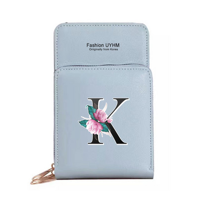 Pu Δερμάτινες τσάντες κινητού τηλεφώνου Γυναικεία πορτοφόλια Οθόνη αφής Πακέτο κινητού τηλεφώνου Whitemarble Πορτοφόλι εκτύπωσης 26 γραμμάτων Γυναικεία τσάντα ώμου