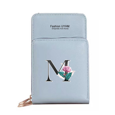 Pu Δερμάτινες τσάντες κινητού τηλεφώνου Γυναικεία πορτοφόλια Οθόνη αφής Πακέτο κινητού τηλεφώνου Whitemarble Πορτοφόλι εκτύπωσης 26 γραμμάτων Γυναικεία τσάντα ώμου