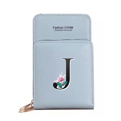 Pu Δερμάτινες τσάντες κινητού τηλεφώνου Γυναικεία πορτοφόλια Οθόνη αφής Πακέτο κινητού τηλεφώνου Whitemarble Πορτοφόλι εκτύπωσης 26 γραμμάτων Γυναικεία τσάντα ώμου