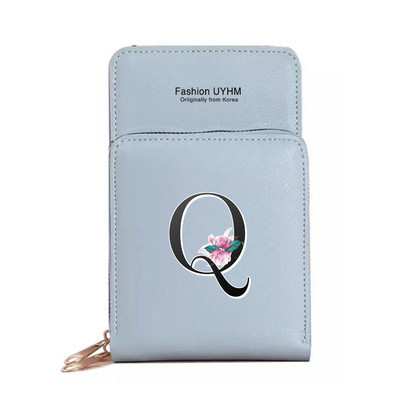 Pu Δερμάτινες τσάντες κινητού τηλεφώνου Γυναικεία πορτοφόλια Οθόνη αφής Πακέτο κινητού τηλεφώνου Whitemarble Πορτοφόλι εκτύπωσης 26 γραμμάτων Γυναικεία τσάντα ώμου